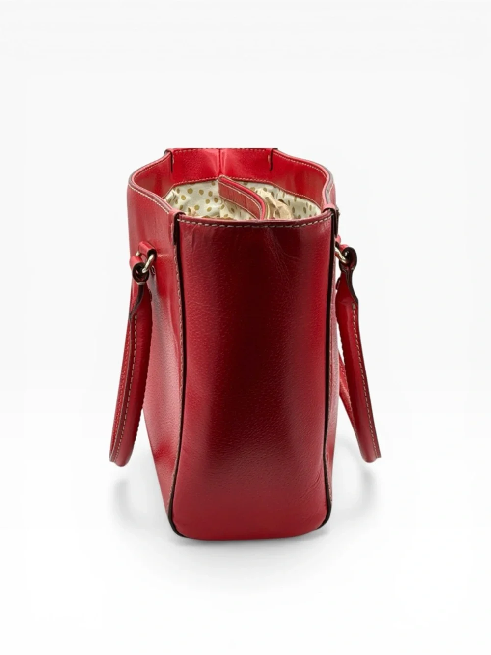 kate spade Red Leather Tote with Gold Plaque